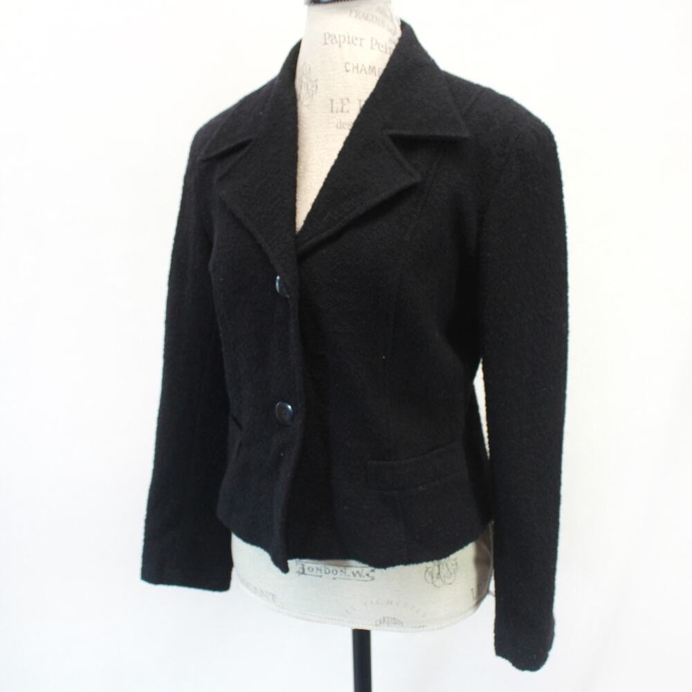 Vintage Limited Y2K preppy academia boucle black blazer jacket wool Small USA
